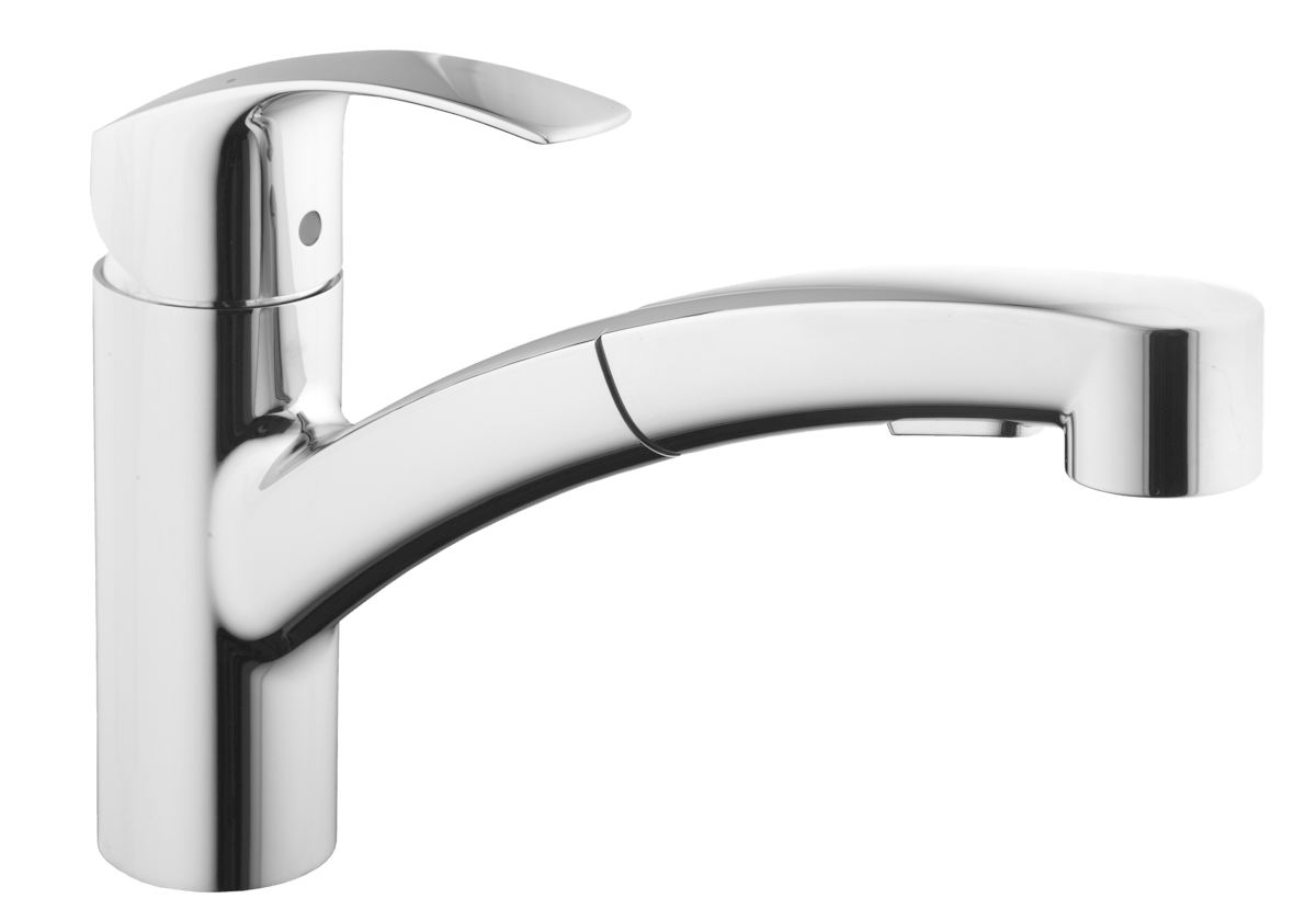 Dřezová baterie Grohe Eurosmart New s otočným ramínkem a vytahovací sprškou chrom 30305000