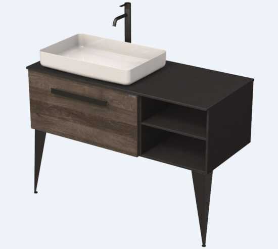 Koupelnová skříňka pod umyvadlo Naturel Luxe 110x36x50 cm černá břidlice/dřevo lesk LUXE110LCDLBU