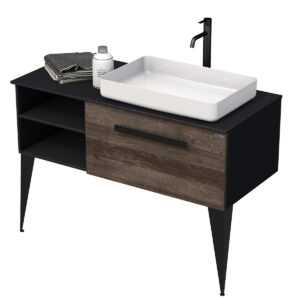 Koupelnová skříňka pod umyvadlo Naturel Luxe 110x36x50 cm černá břidlice/dřevo lesk LUXE110PCDLBU50