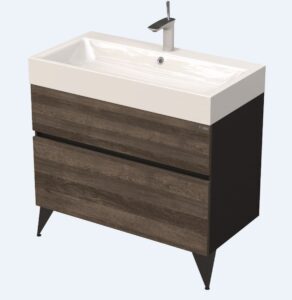 Koupelnová skříňka pod umyvadlo Naturel Luxe 90x56x46 cm černá břidlice/dřevo lesk LUXE90CDLBU