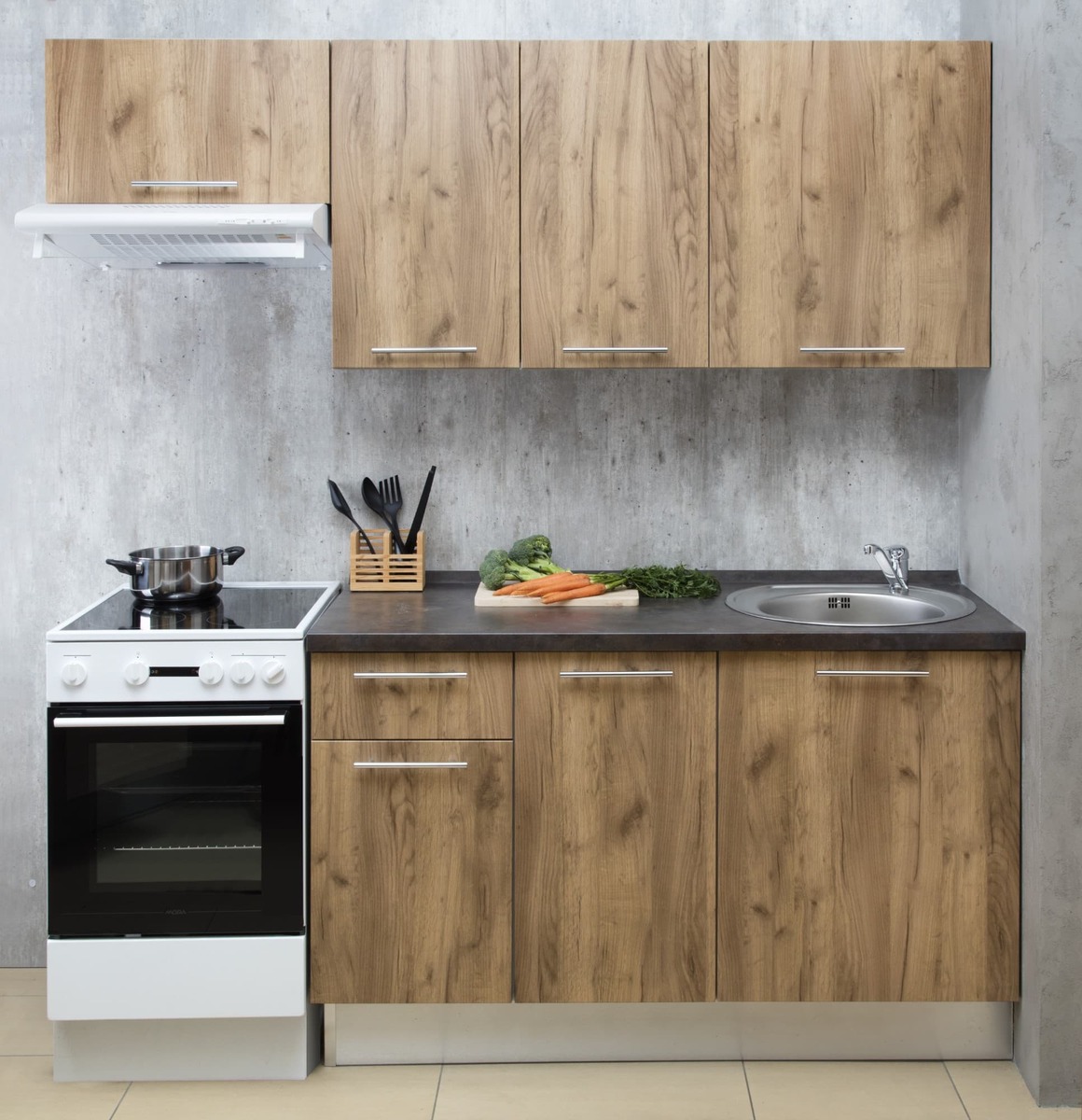 Kuchyňská linka Naturel Gia 200x219x60 cm mat dub GIASET4
