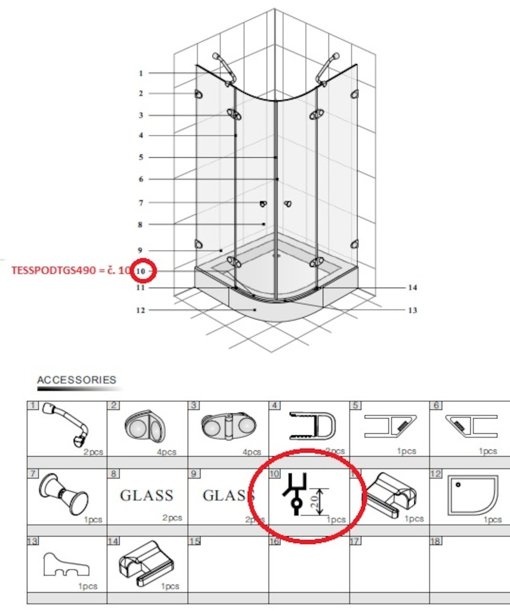 Náhradní díl Anima Glass TESSPODTGS490