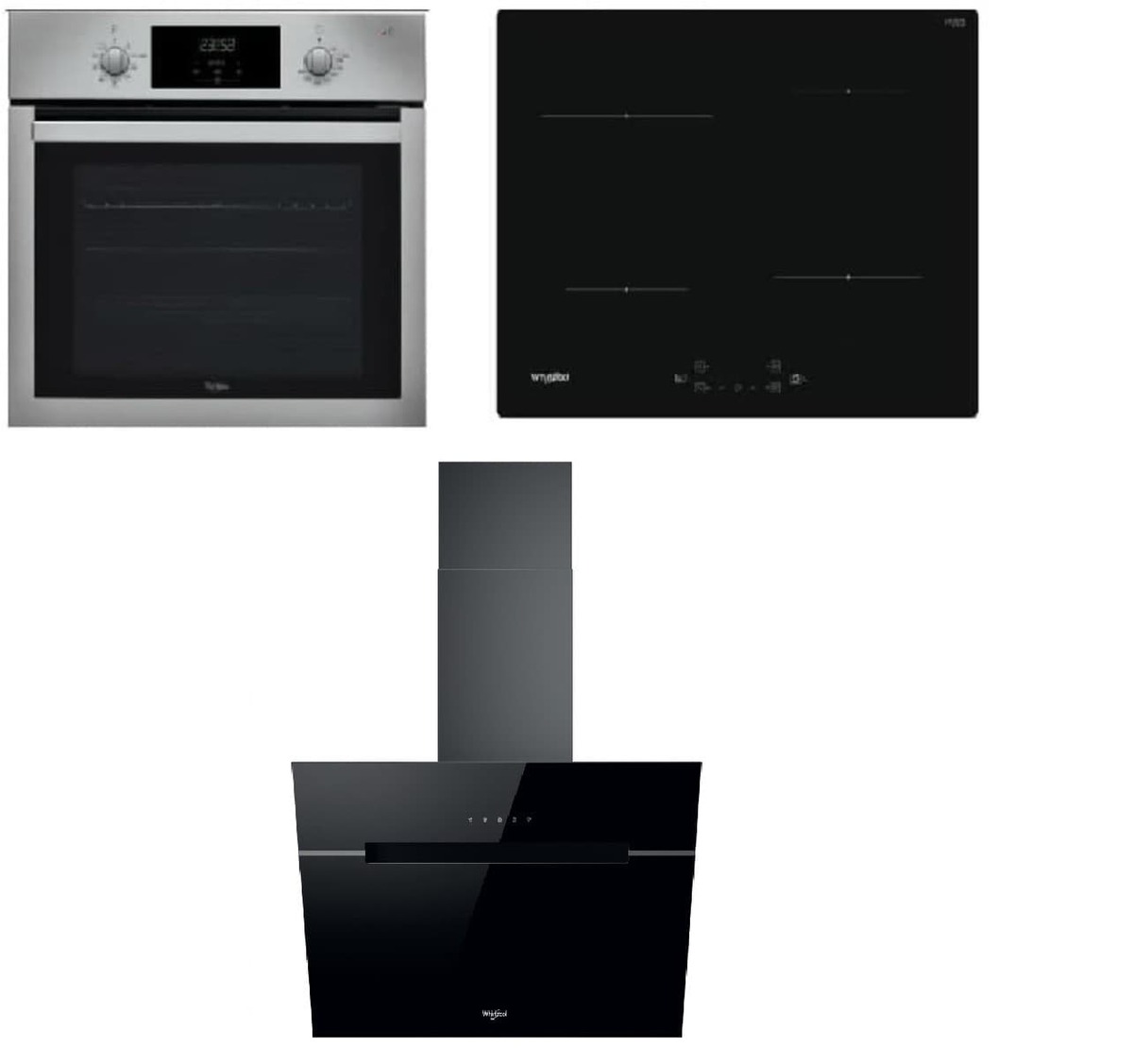 Set spotřebičů Whirlpool trouba AKP742IX + indukční deska WSQ7360NE + komínková digestoř 60cm WHVP62FLTSK