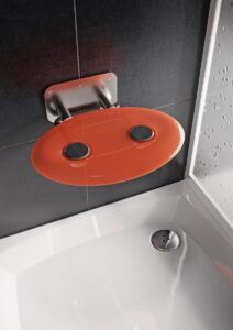 Sprchové sedátko Ravak OVO P sklopné š. 41 cm oranžová B8F0000050