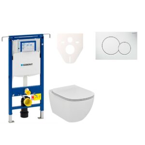 Závěsný set WC Ideal Standard TESI Rimless + modul Geberit Duofix Speciál s tlačítkem Sigma 01 (bílé) 111.355.00.5 NE1