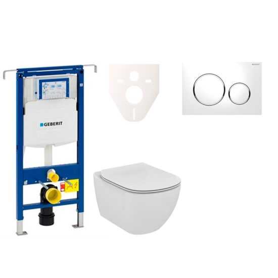 Závěsný set WC Ideal Standard TESI Rimless + modul Geberit Duofix Speciál s tlačítkem Sigma 20 (bílá/chrom lesk) 111.355.00.5 NE4