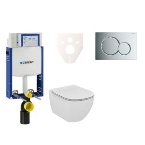 Závěsný set WC Ideal Standard TESI Rimless + modul Geberit Kombifix s tlačítkem Sigma 01 chrom 110.302.00.5 NE2