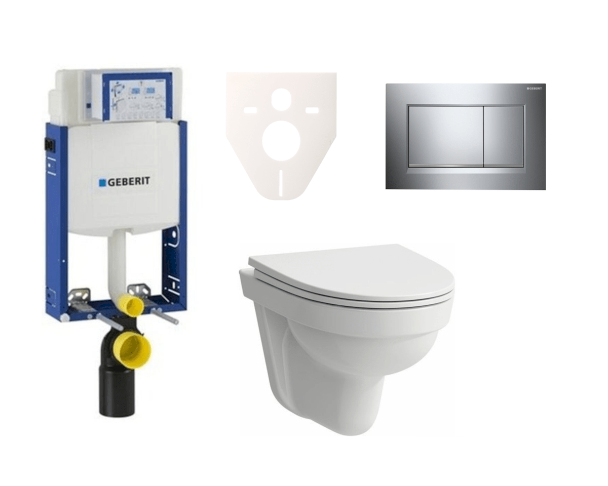 Závěsný set WC Laufen Pro Nordic + modul Geberit Kombifix s tlačítkem Sigma 30 (chrom lesk) SIKOGE2H6
