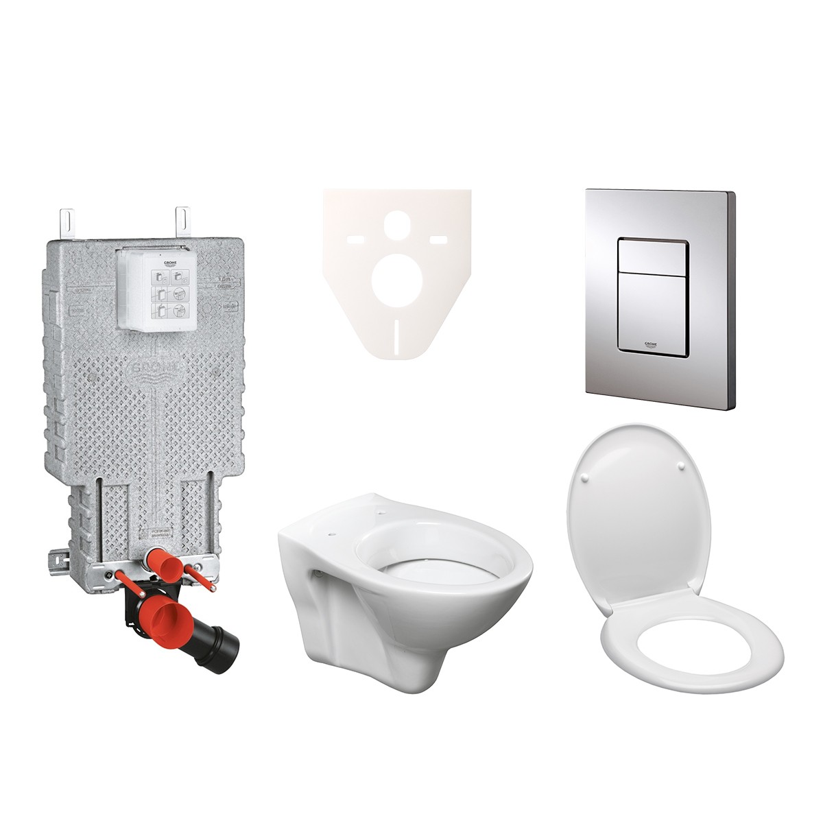 Závěsný set WC S-line + modul Grohe Uniset s tlačítkem Grohe Cosmo (chrom) 38643SET-KD