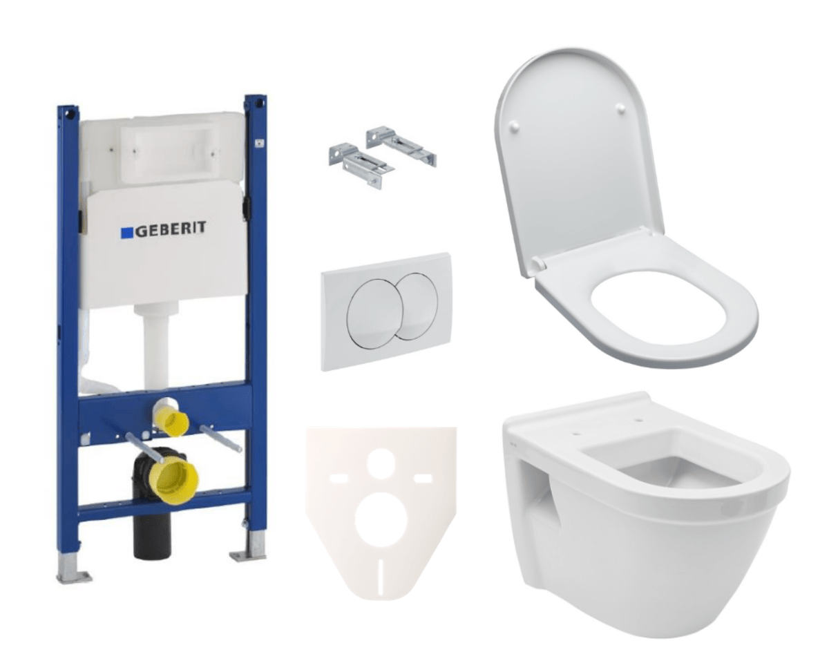 Závěsný set WC S50 Vitra + modul Geberit Duofix s tlačítkem Delta 20 bílé SIKOGES5V0